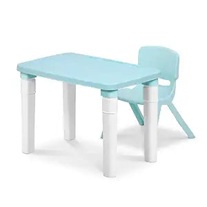 Kids Table & Folding Chair Set β Rectangle Polypropylene Table with Storage, 3-Level Height Adjustable, Lightweight, Safe & Durable, Pink & Light Blue (For Toddlers & Kids)
