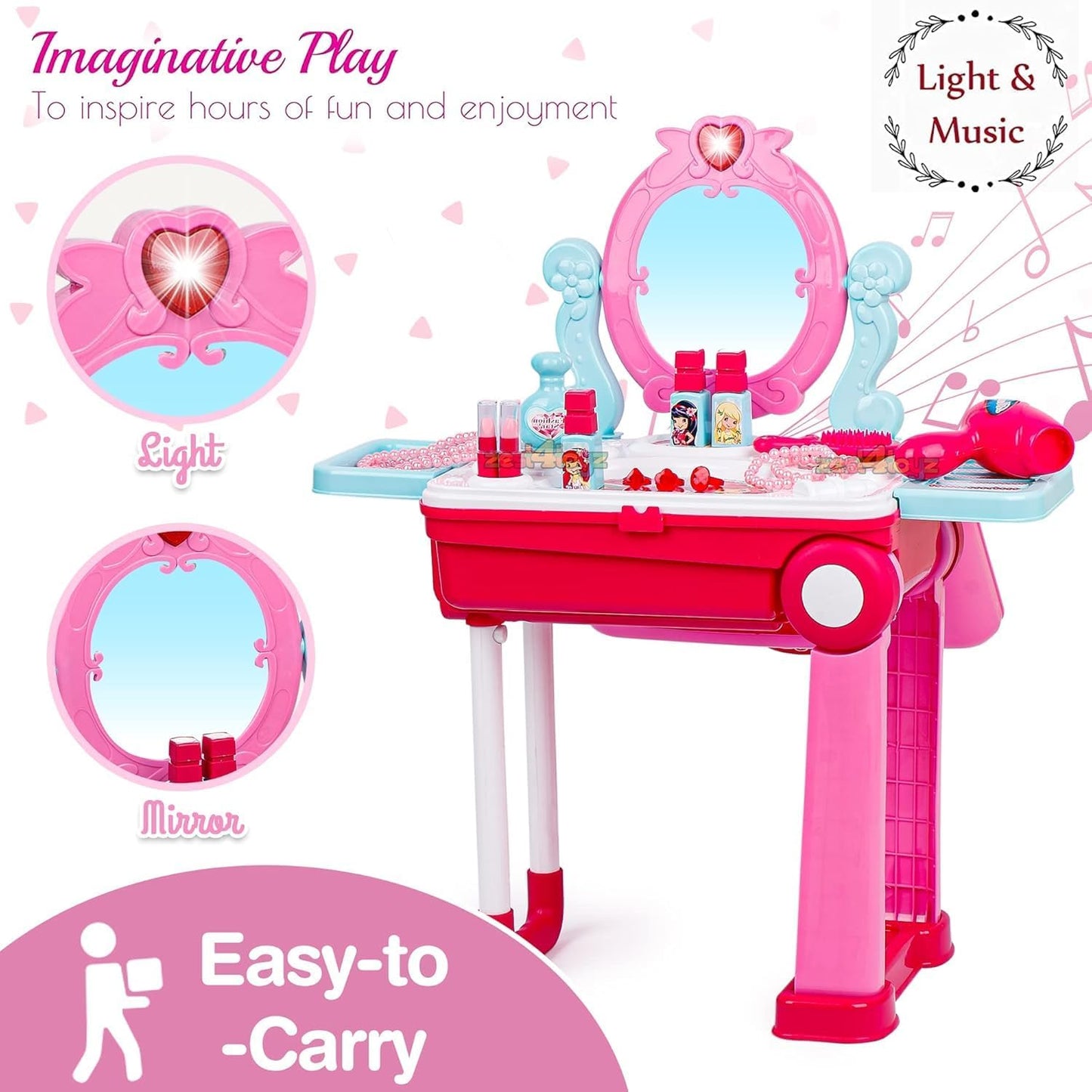 Trolley Beauty Play Set for Kids β Keeps Kids Engaged & Away from Screens | 2-in-1 Vanity Kit (Age 3+)