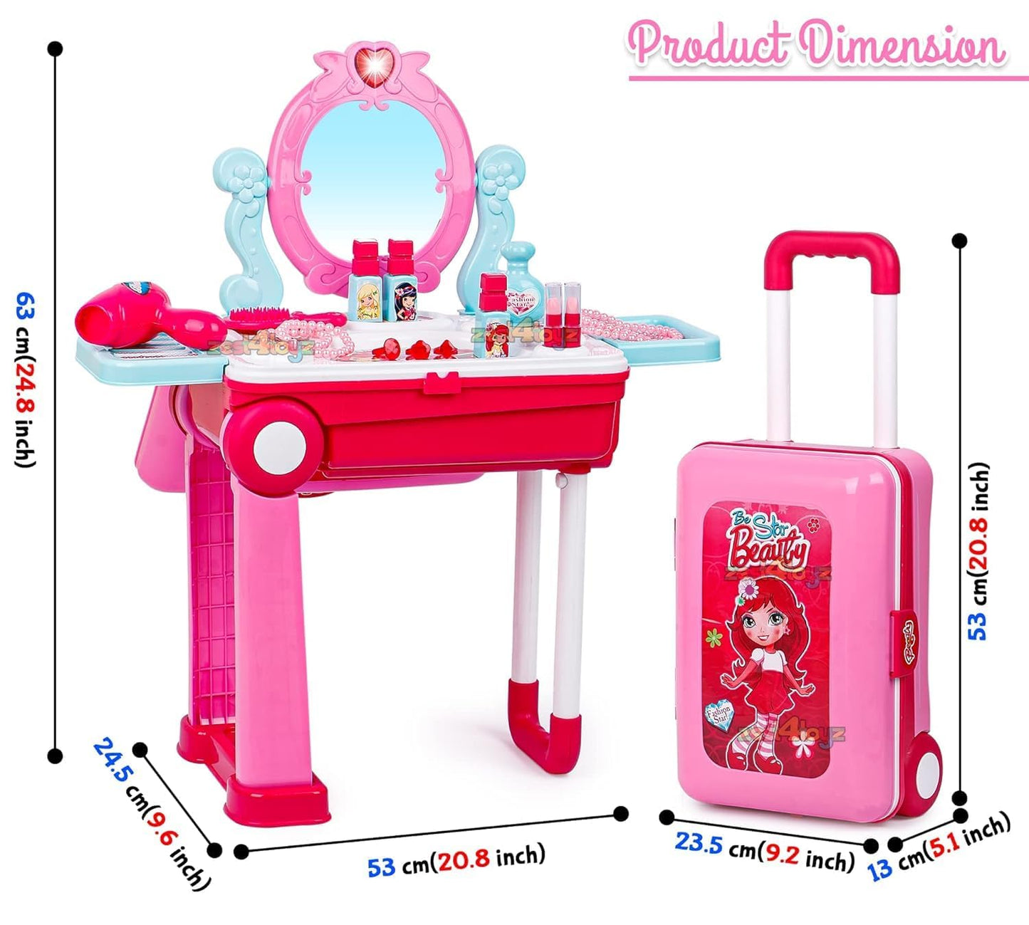 Trolley Beauty Play Set for Kids β Keeps Kids Engaged & Away from Screens | 2-in-1 Vanity Kit (Age 3+)