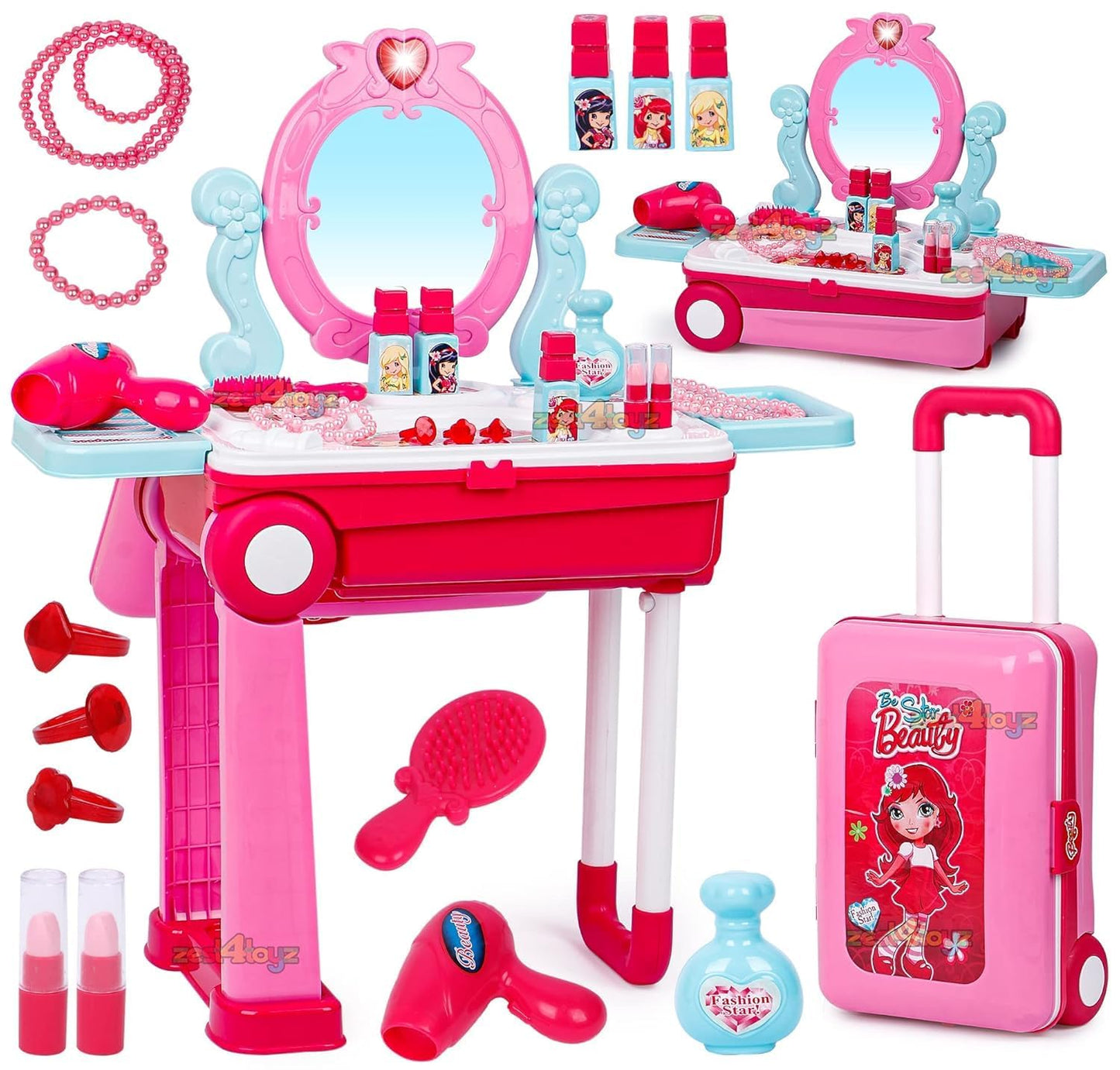 Trolley Beauty Play Set for Kids β Keeps Kids Engaged & Away from Screens | 2-in-1 Vanity Kit (Age 3+)