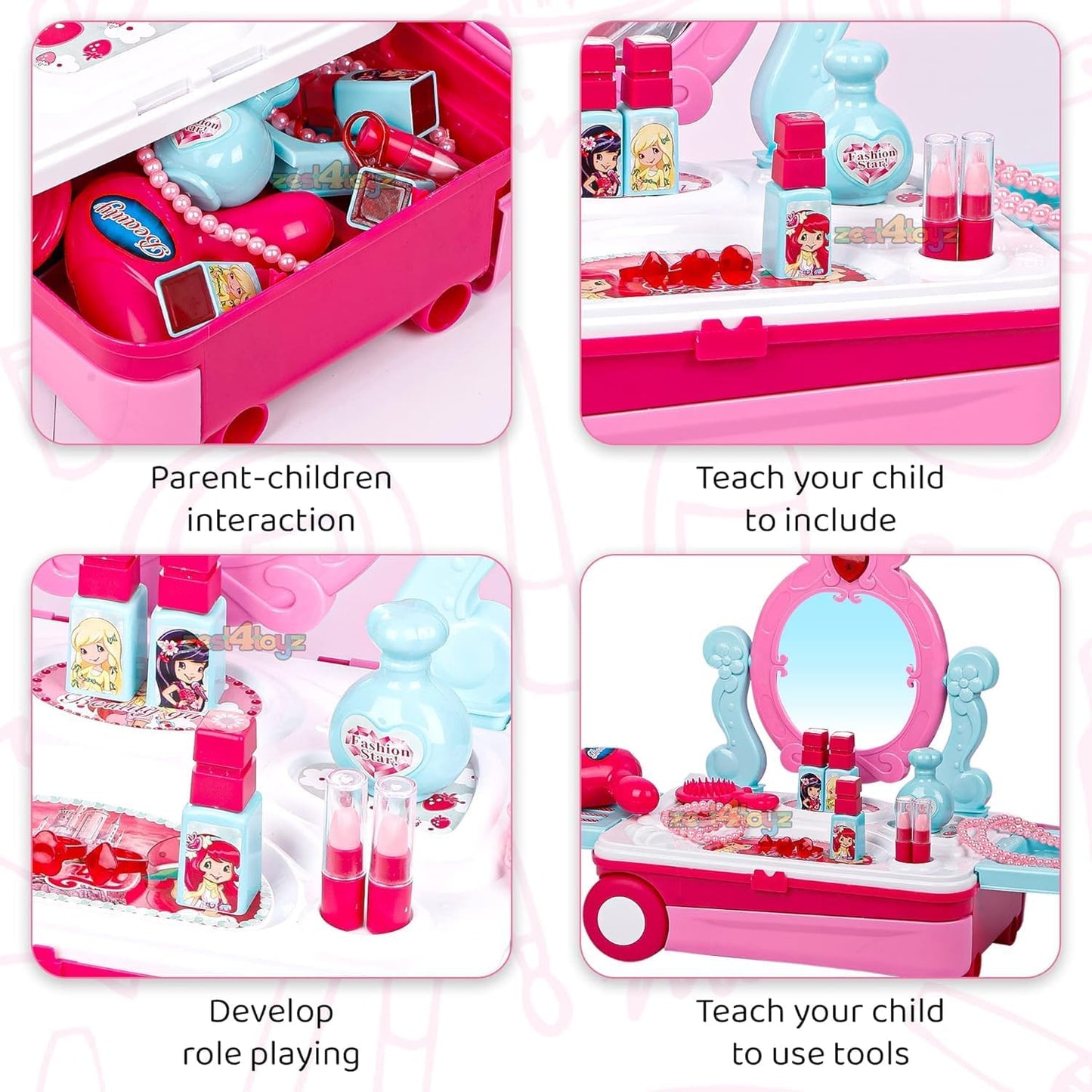 Trolley Beauty Play Set for Kids β Keeps Kids Engaged & Away from Screens | 2-in-1 Vanity Kit (Age 3+)