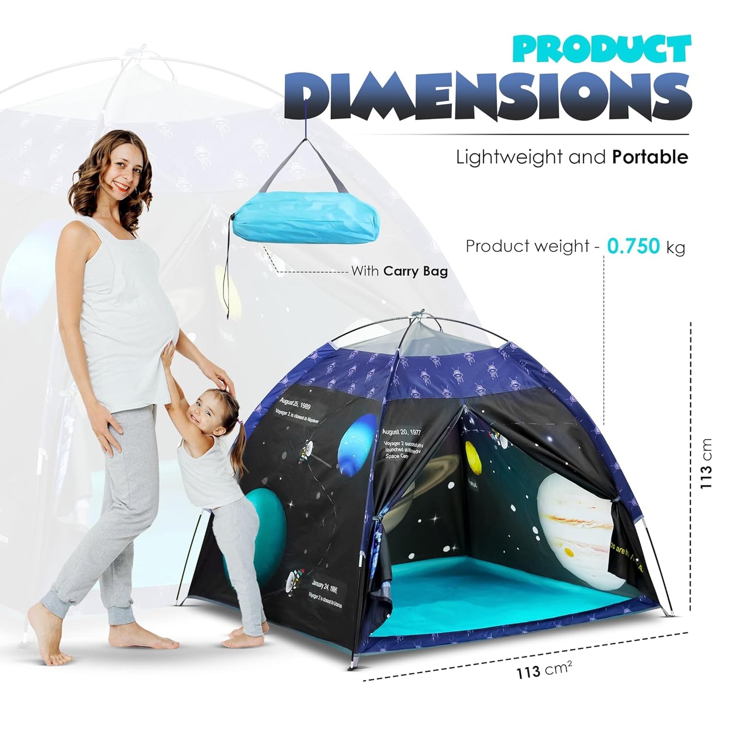 Kids Foldable Play Tent β Indoor & Outdoor Playhouse, Planet Theme, Water-Repellent, Easy Assembly, Portable Storage (2+ Years)