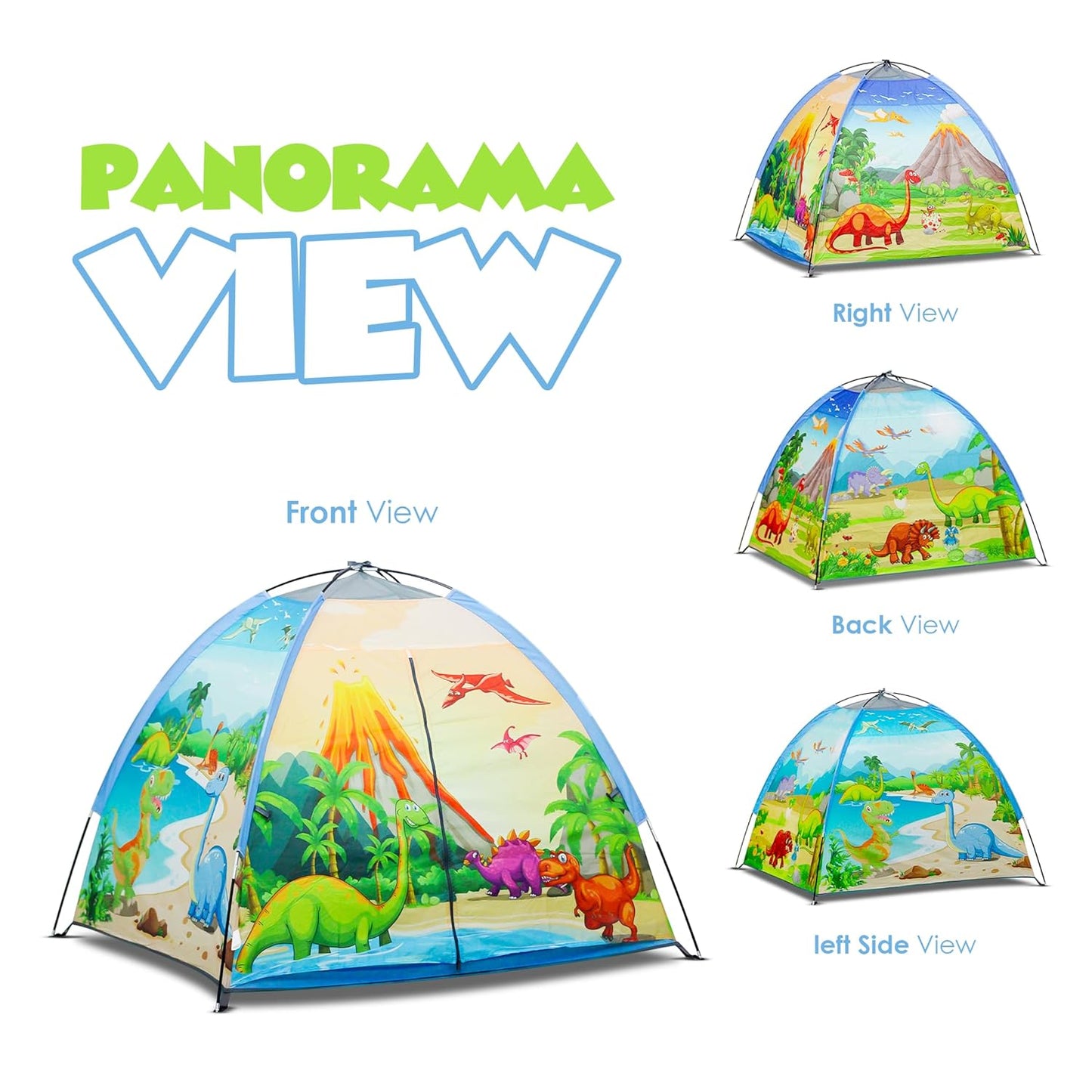 Kids Foldable Play Tent – Indoor & Outdoor Playhouse, Dinosaur Theme, Water-Repellent, Easy Assembly, Portable Storage (2+ Years)