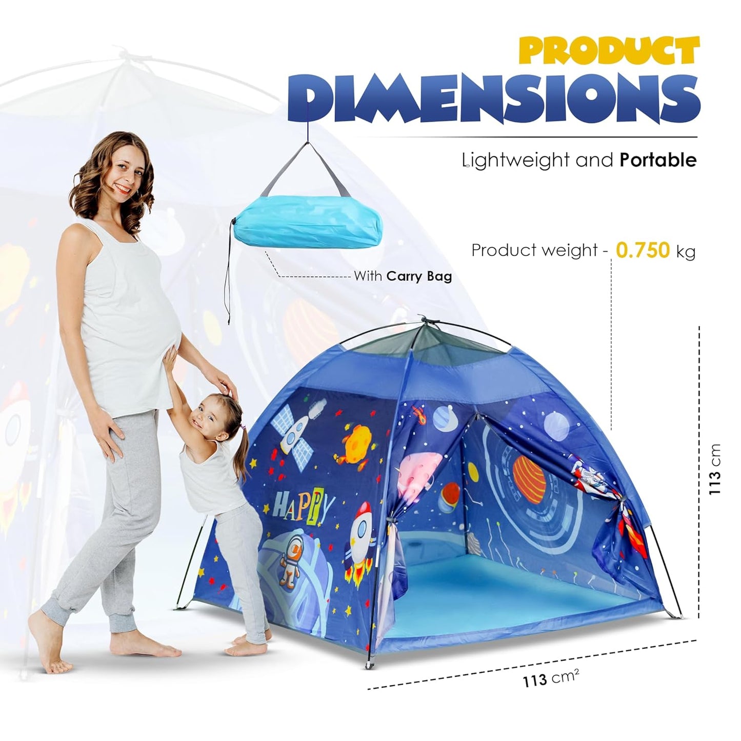 Kids Foldable Space-Themed Play Tent β Indoor & Outdoor Playhouse, Water-Repellent, Lightweight, 2-Person (2+ Years)
