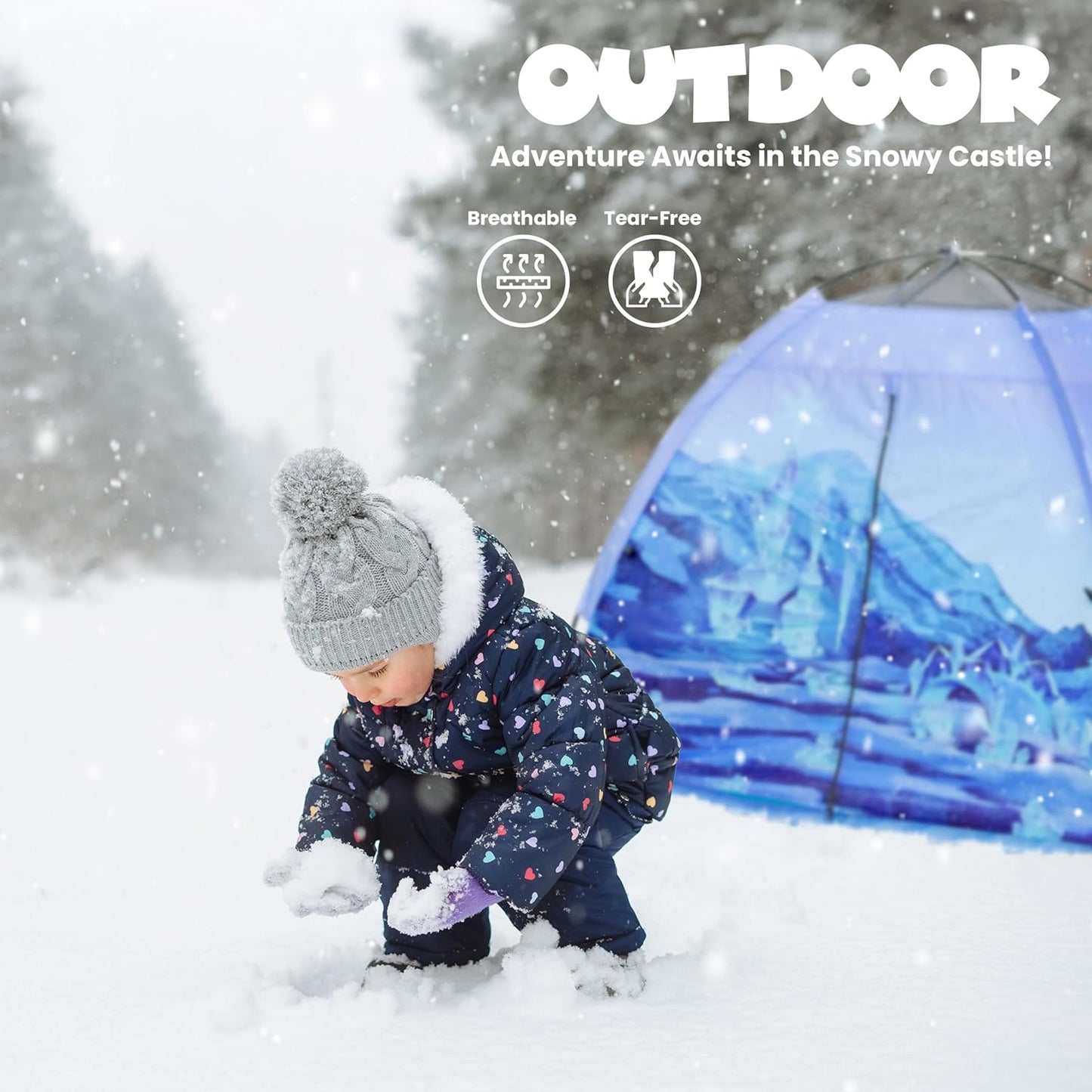 Kids Foldable Play Tent β Indoor & Outdoor Playhouse, Snow Theme, Water-Repellent, Easy Assembly, Portable Storage (2β6 Years)