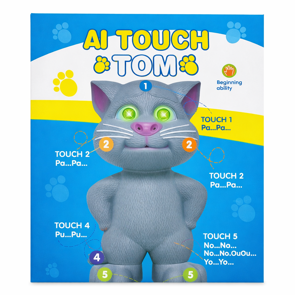 AI Touch Tom Talking Cat Toy 🐱 | Touch & Talk Interactive Fun for Kids