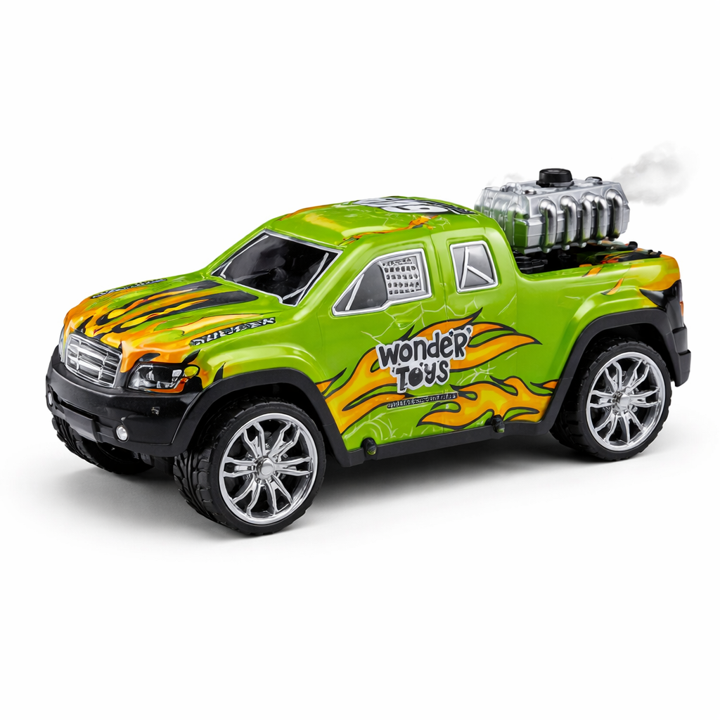 Remote Control Off-Road Chase Car with Smoke Spray & Colorful Lights (Red)