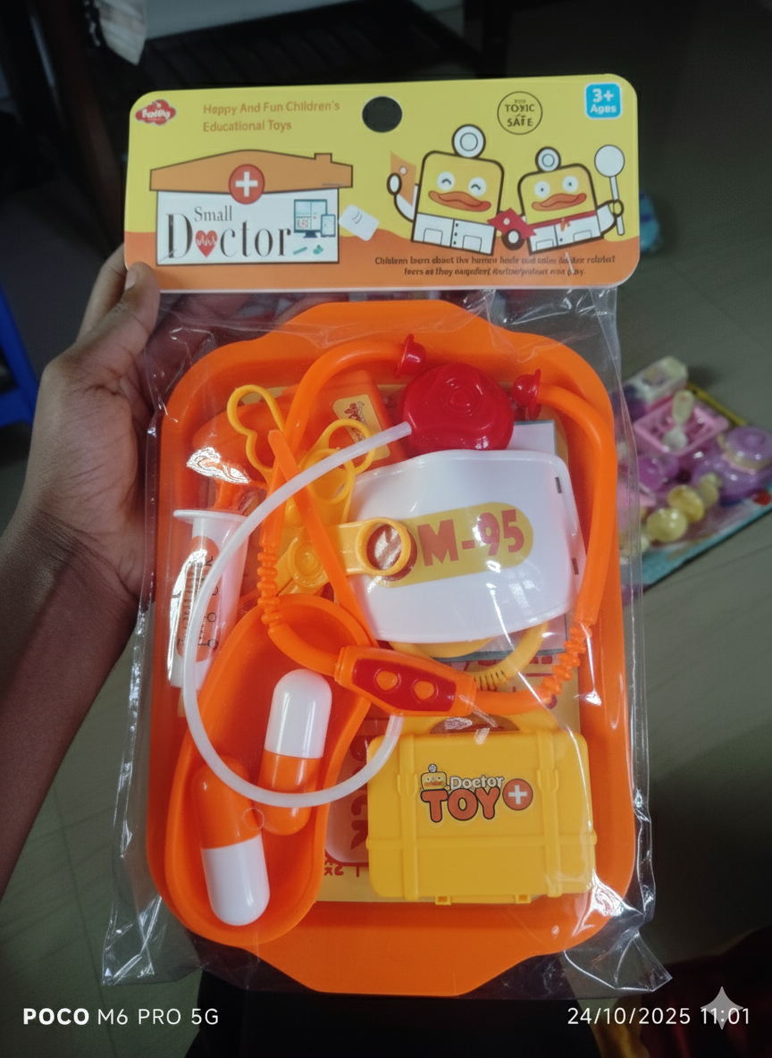 "Small Doctor" Pretend Play Medical Kit for Kids | Orange & Yellow Doctor-Patient Role Play Set | Educational Toy for Toddlers (Ages 3+)