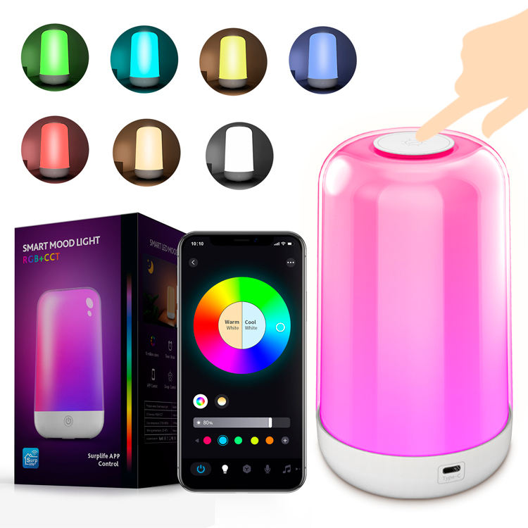 RGB Touch Sensor Table Lamp | Multi-Color Ambient Night Light with Adjustable Brightness