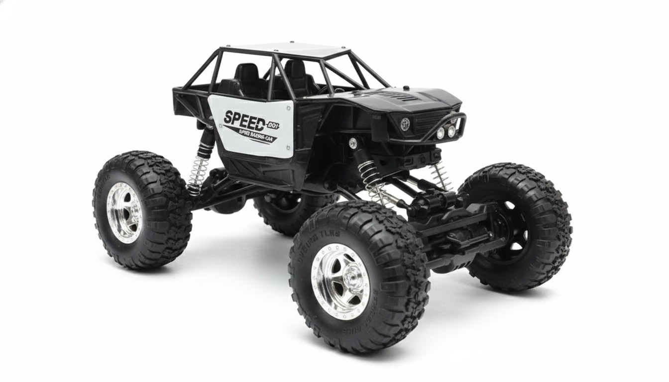 Rock Crawler 1:16 RC Car – Metal Body, Shock Absorbers, LED Lights, Type-C Charging, Kids Edition