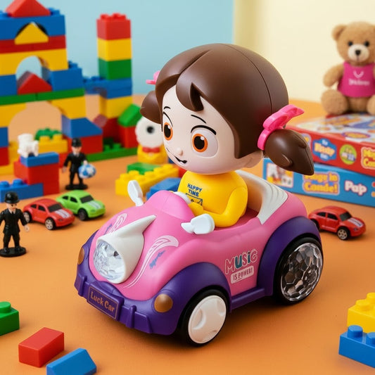 Cute Automatic Girl Car Toy With Music & Lights – Perfect Gift for Kids 3+