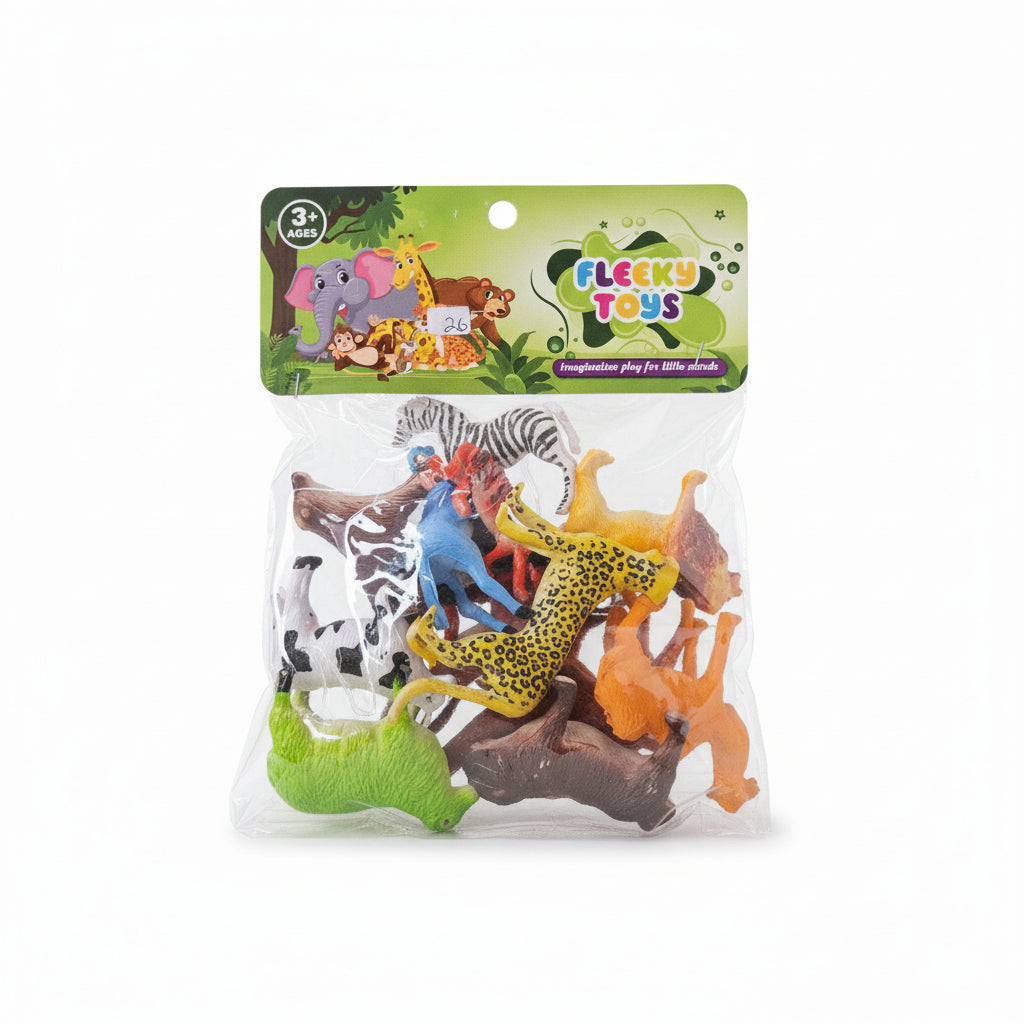 Wild & Farm Animal Toy Set for Kids – Safari Zoo Animals (3+)
