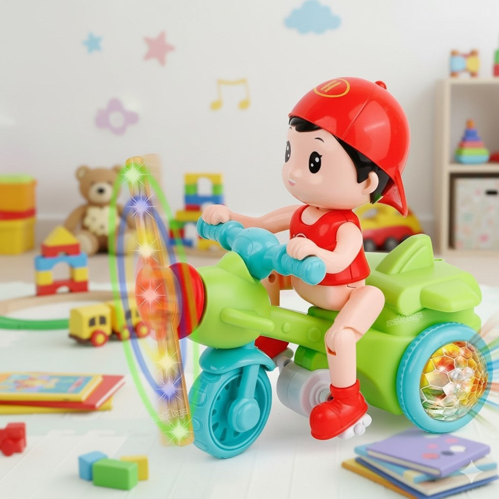 Cool Tricycles Stunt Toy – 360° Rotating Light & Music (3+)