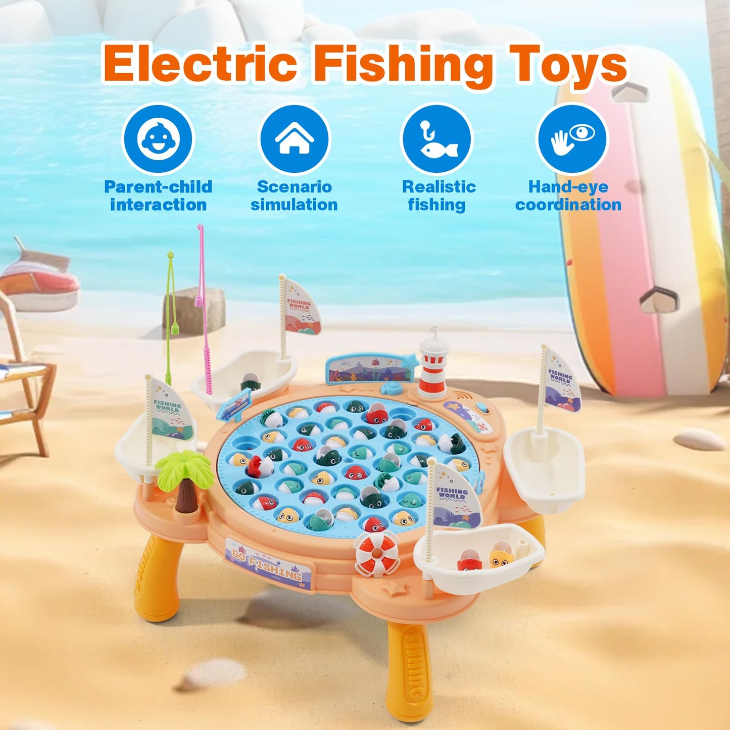 Electric Fishing Game Toy for Kids – Magnetic Fish Catching Table | Parent-Child Interactive Play (3+)