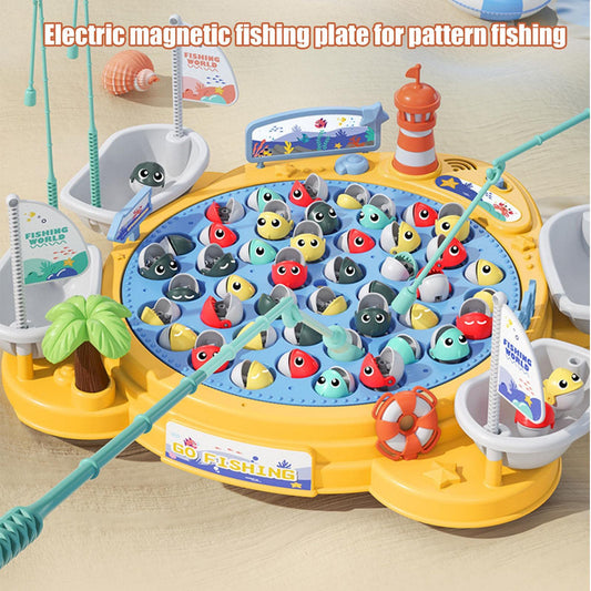 Electric Fishing Game Toy for Kids – Magnetic Fish Catching Table | Parent-Child Interactive Play (3+)