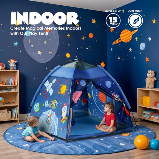 Kids Foldable Space-Themed Play Tent – Indoor & Outdoor Playhouse, Water-Repellent, Lightweight, 2-Person (2+ Years)