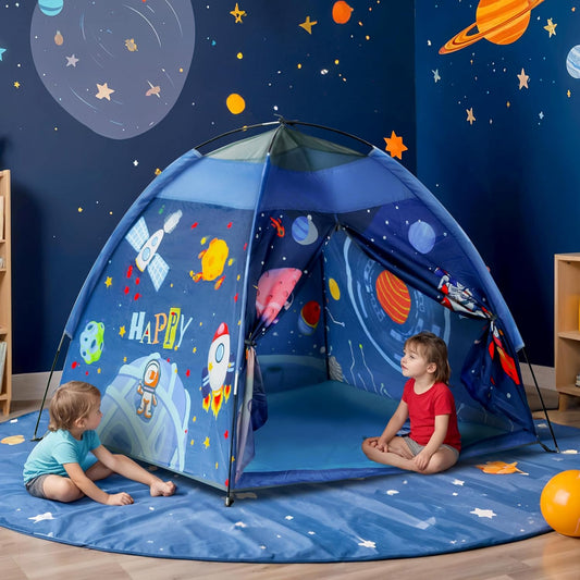 Kids Foldable Space-Themed Play Tent – Indoor & Outdoor Playhouse, Water-Repellent, Lightweight, 2-Person (2+ Years)