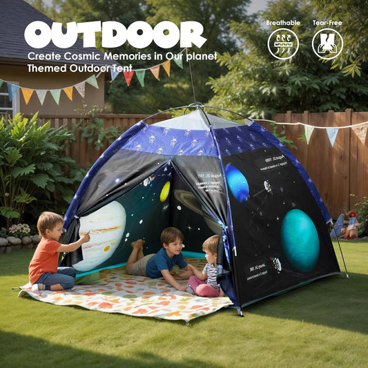 Kids Foldable Play Tent – Indoor & Outdoor Playhouse, Planet Theme, Water-Repellent, Easy Assembly, Portable Storage (2+ Years)