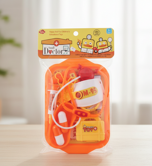 "Small Doctor" Pretend Play Medical Kit for Kids | Orange & Yellow Doctor-Patient Role Play Set | Educational Toy for Toddlers (Ages 3+)