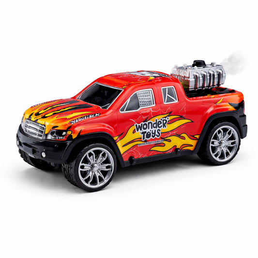 Remote Control Off-Road Chase Car with Smoke Spray & Colorful Lights (Red)