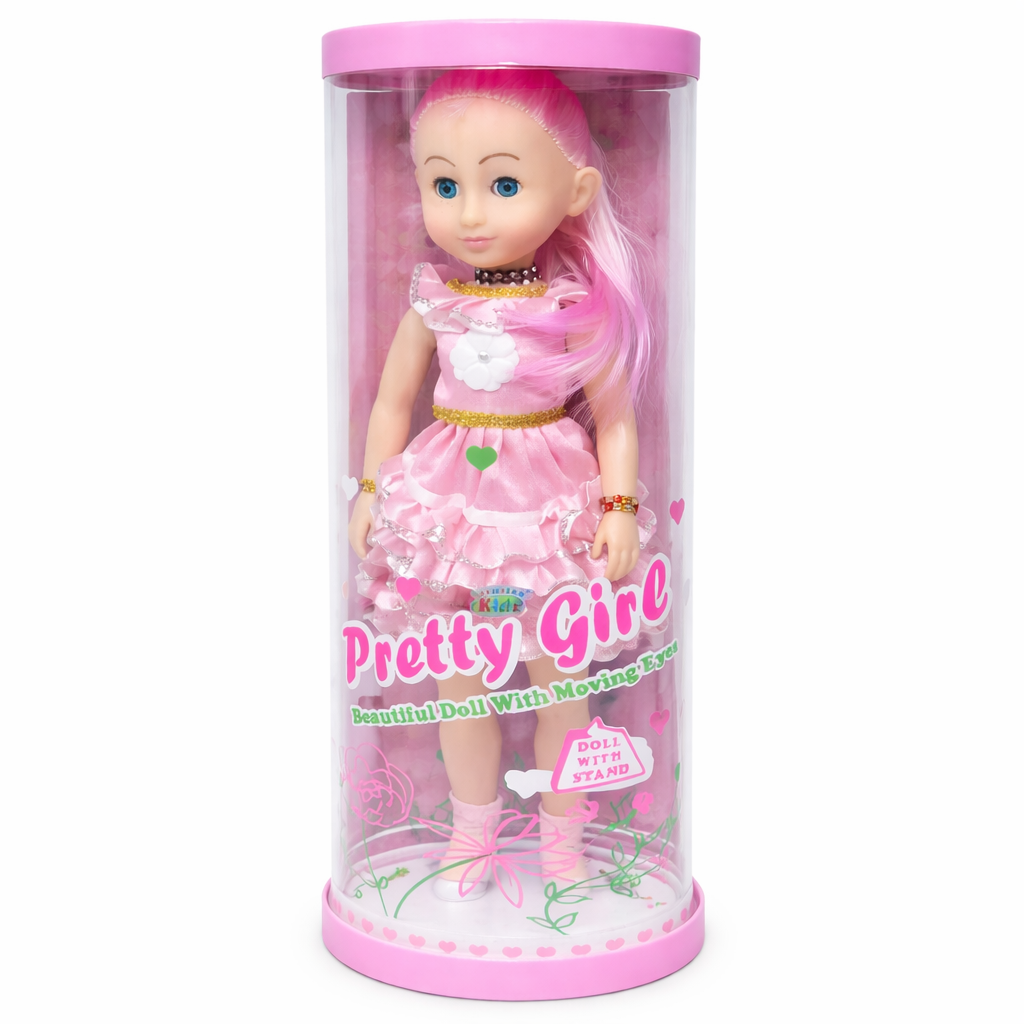 Pretty Girl Fashion Doll with Moving Eyes & Stand | Beautiful Dress Doll for Kids (3+)