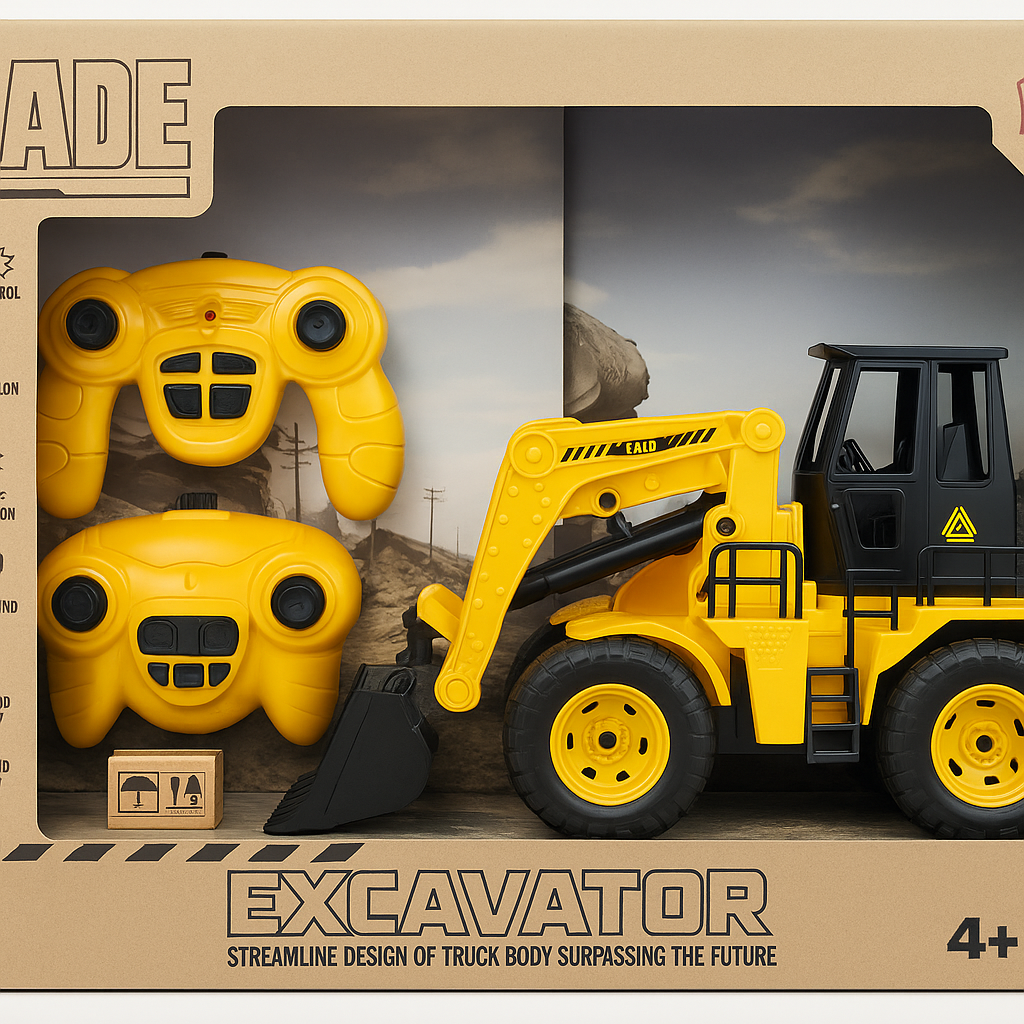 Remote Control Excavator Toy Truck – Rechargeable RC with Lights & Music