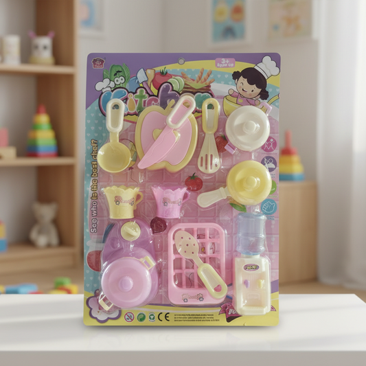 Deluxe Pink & Yellow Play Kitchen Set – Cookware, Food, Chef Toy, Ages 3+ - Prepaid only